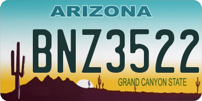 AZ license plate BNZ3522