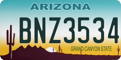 AZ license plate BNZ3534