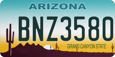 AZ license plate BNZ3580