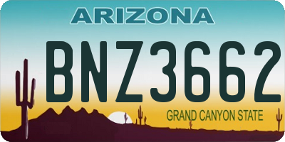 AZ license plate BNZ3662