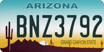 AZ license plate BNZ3792