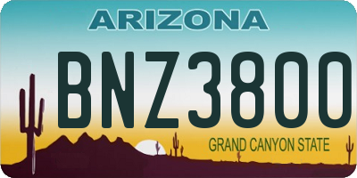 AZ license plate BNZ3800