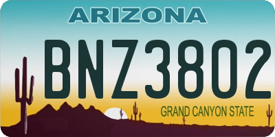 AZ license plate BNZ3802