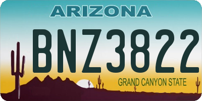 AZ license plate BNZ3822