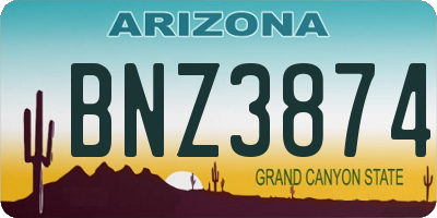 AZ license plate BNZ3874