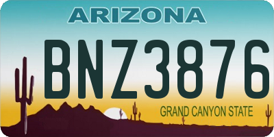 AZ license plate BNZ3876