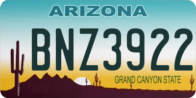 AZ license plate BNZ3922
