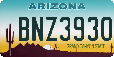 AZ license plate BNZ3930