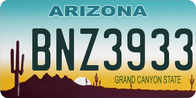 AZ license plate BNZ3933
