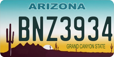AZ license plate BNZ3934