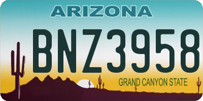 AZ license plate BNZ3958