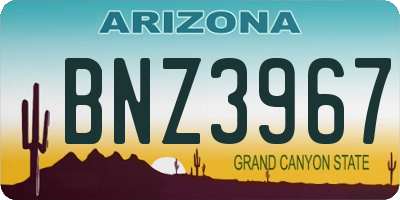 AZ license plate BNZ3967