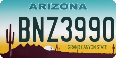 AZ license plate BNZ3990