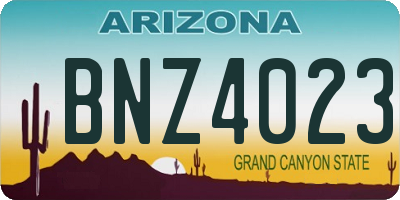 AZ license plate BNZ4023