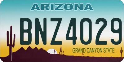 AZ license plate BNZ4029