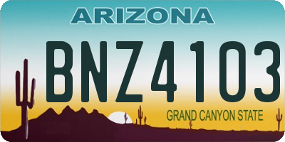 AZ license plate BNZ4103