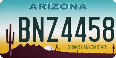 AZ license plate BNZ4458