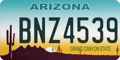 AZ license plate BNZ4539