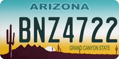 AZ license plate BNZ4722