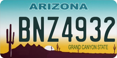 AZ license plate BNZ4932