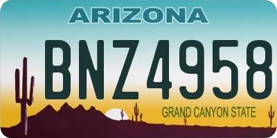 AZ license plate BNZ4958