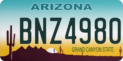 AZ license plate BNZ4980