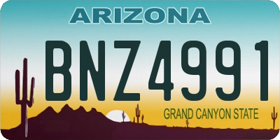 AZ license plate BNZ4991