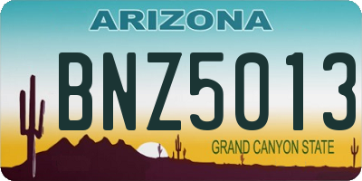 AZ license plate BNZ5013