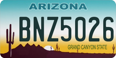 AZ license plate BNZ5026
