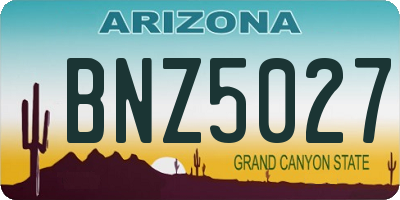 AZ license plate BNZ5027