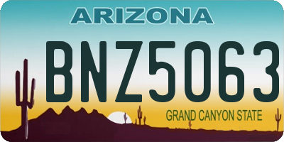 AZ license plate BNZ5063