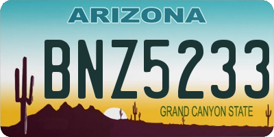 AZ license plate BNZ5233