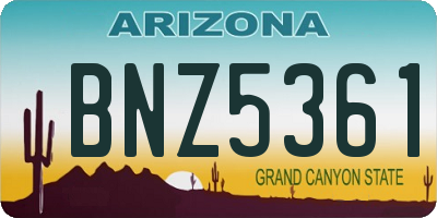 AZ license plate BNZ5361