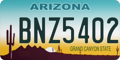 AZ license plate BNZ5402