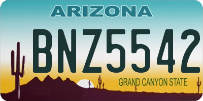 AZ license plate BNZ5542