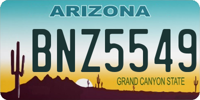 AZ license plate BNZ5549
