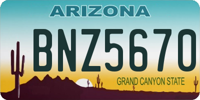 AZ license plate BNZ5670