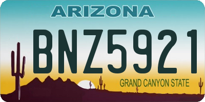 AZ license plate BNZ5921