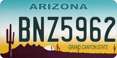 AZ license plate BNZ5962