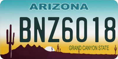 AZ license plate BNZ6018