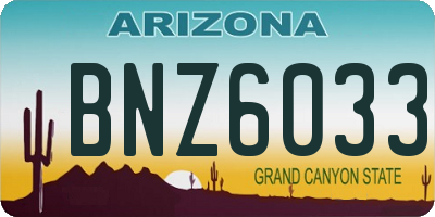 AZ license plate BNZ6033