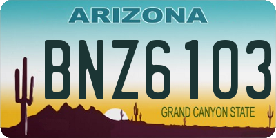 AZ license plate BNZ6103