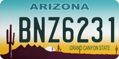 AZ license plate BNZ6231