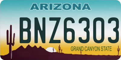 AZ license plate BNZ6303