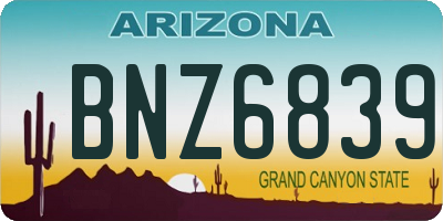 AZ license plate BNZ6839