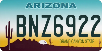 AZ license plate BNZ6922