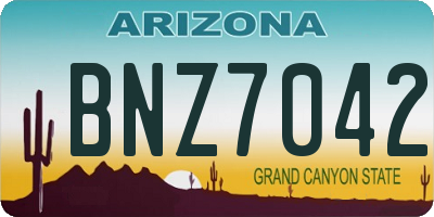 AZ license plate BNZ7042