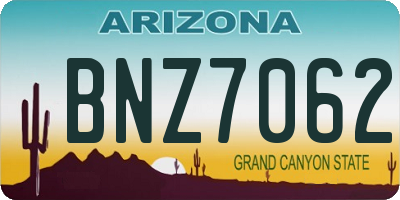AZ license plate BNZ7062
