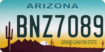 AZ license plate BNZ7089