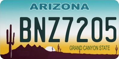 AZ license plate BNZ7205